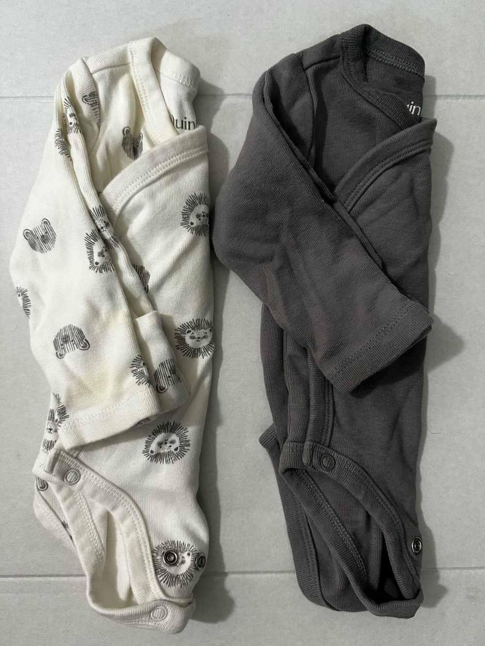 QUINCE Bundle of 2 100% Organic Cotton Kimono Baby Bodysuits 3-6M